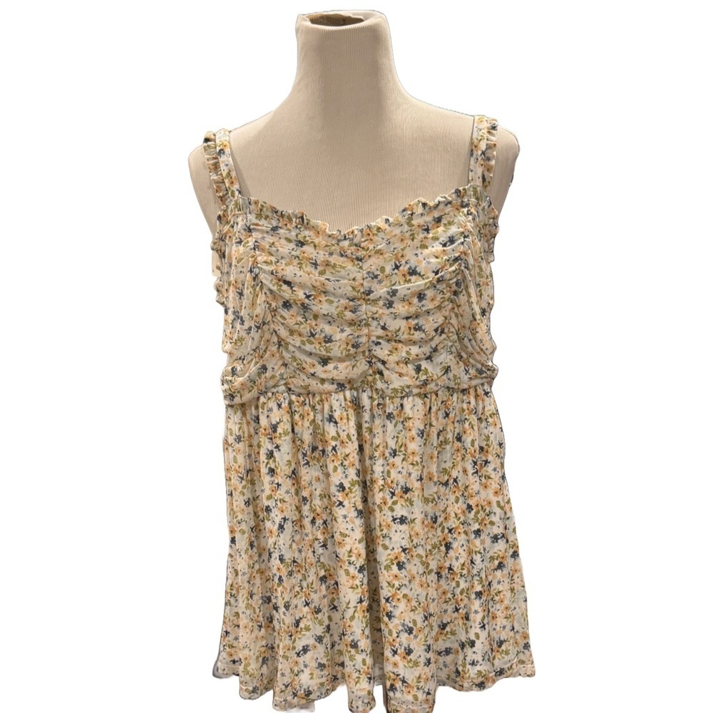 NWOT Torrid White and Yellow Ruched Camisole Blouse Size 1 1X 14-16